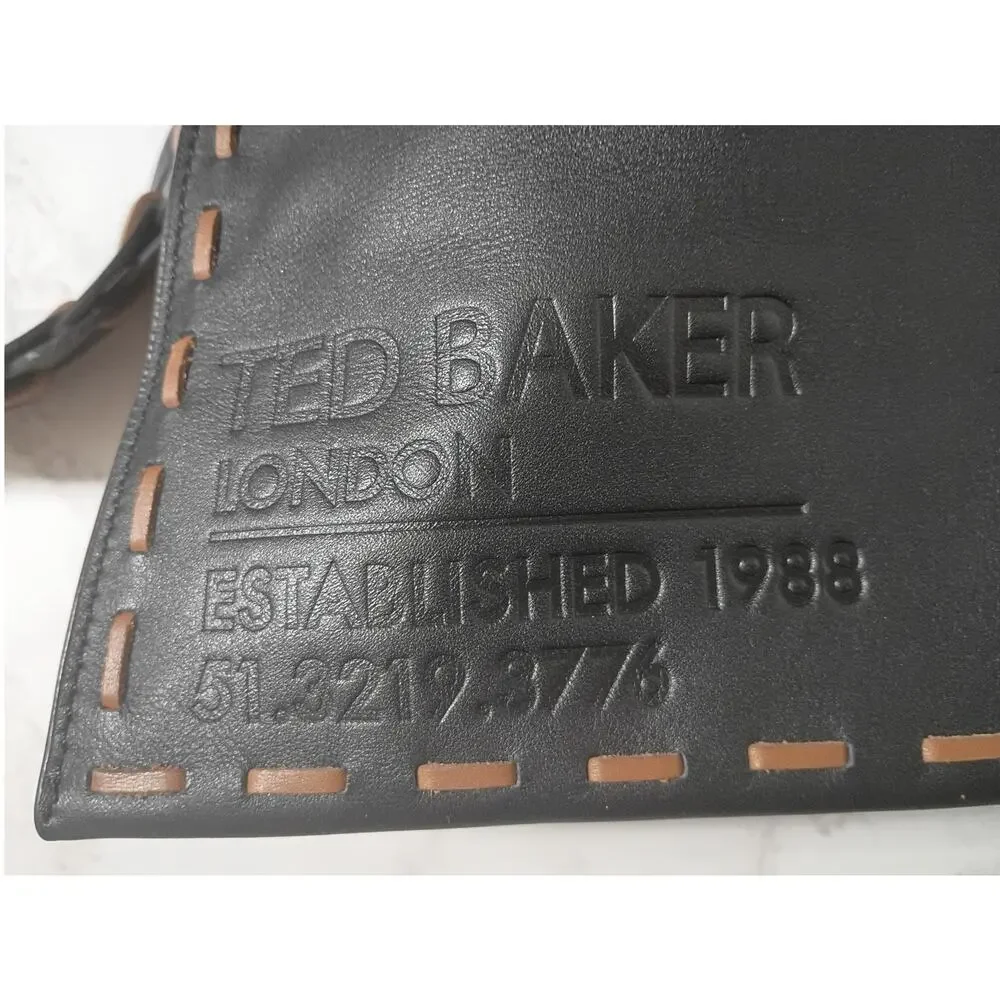 TED BAKER Braidea Black Leather Whipstich Hobo Bag - NWT